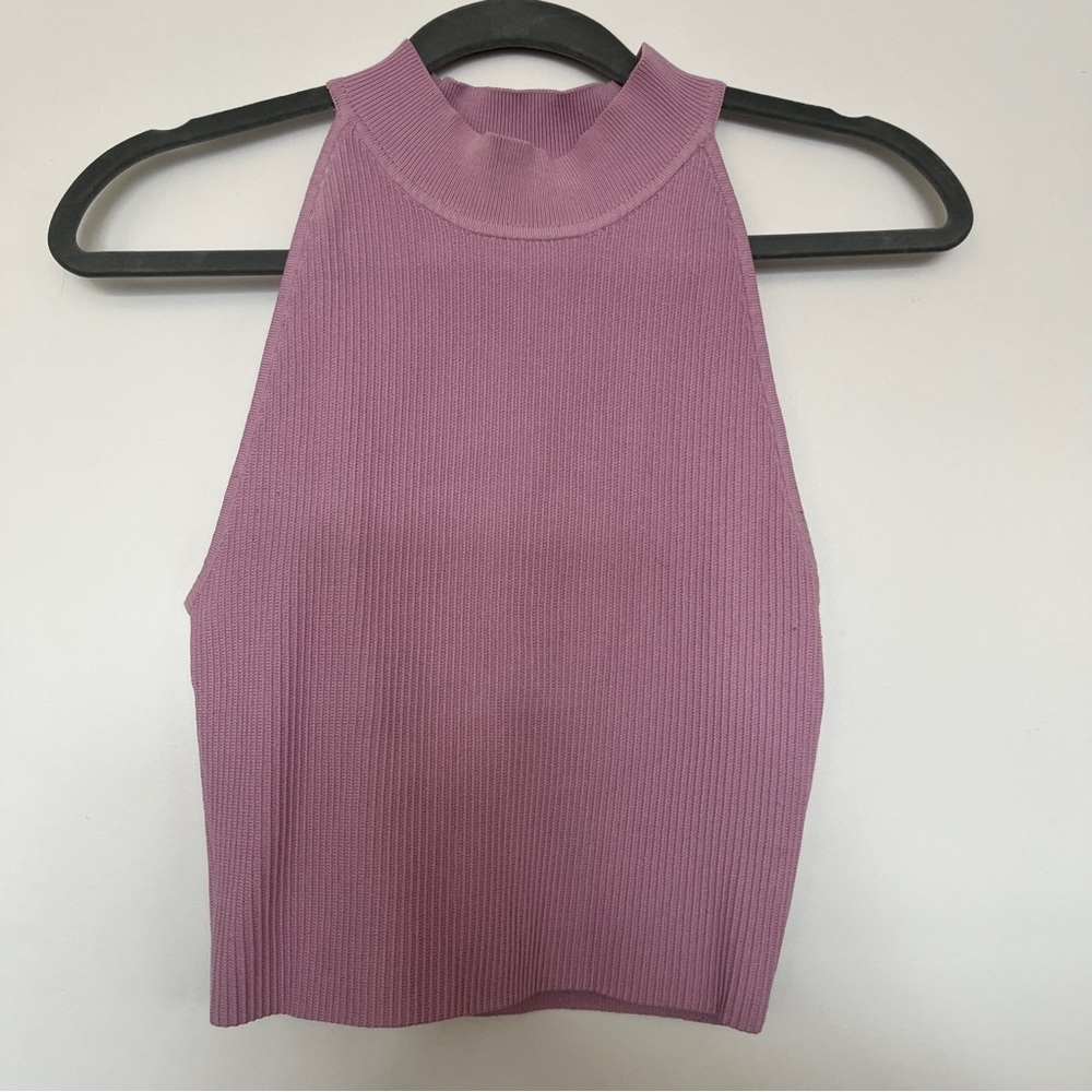 Aritzia Babaton Sculpt Knit Sleeveless Mockneck Pink, Size Medium